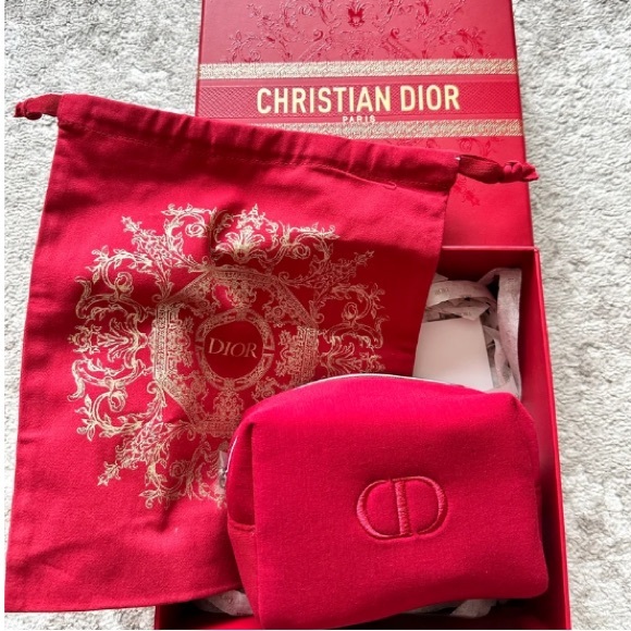 π Dior 2024 Lunar Chinese New Year Red Medium Logo Box Pouch Logo Bag Bundle - Picture 2 of 6